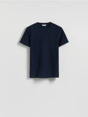 Reserved - Strukturalny t-shirt slim - granatowy