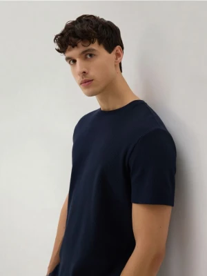 Reserved - Strukturalny t-shirt slim - granatowy