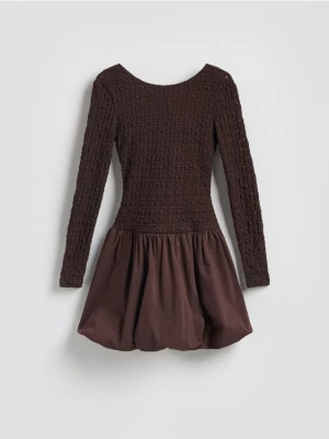Reserved - Sukienka bombka - ciemnobrązowy