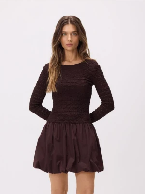 Reserved - Sukienka bombka - ciemnobrązowy