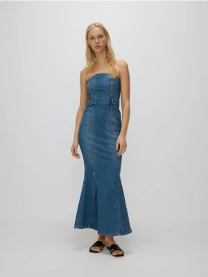 Reserved - Sukienka jeansowa maxi - granatowy