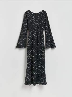 Reserved - Sukienka maxi w groszki - czarny