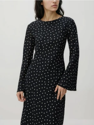 Reserved - Sukienka maxi w groszki - czarny