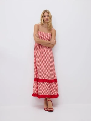Reserved - Sukienka maxi w kratę - czerwony