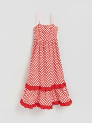 Reserved - Sukienka maxi w kratę - czerwony