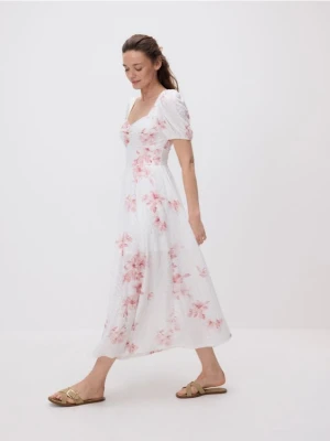 Reserved - Sukienka maxi w kwiaty - pastelowy róż