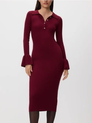 Reserved - Sukienka maxi w prążek - bordowy