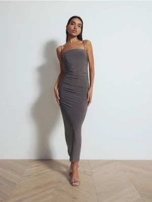 Reserved - Sukienka maxi z drapowaniem - brązowy