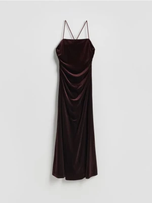 Reserved - Sukienka maxi z drapowaniem - brązowy