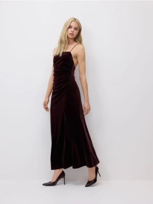 Reserved - Sukienka maxi z drapowaniem - brązowy