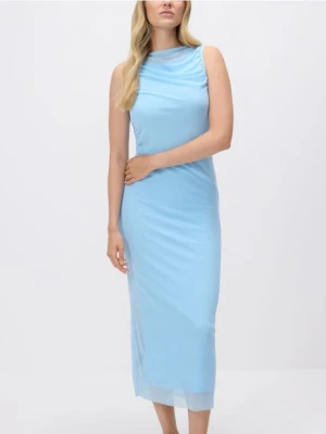 Reserved - Sukienka maxi z drapowaniem - niebieski