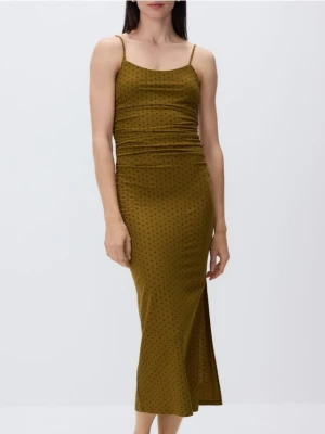 Reserved - Sukienka maxi z drapowaniem - zielony