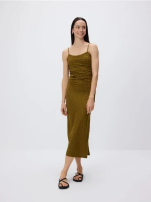 Reserved - Sukienka maxi z drapowaniem - zielony