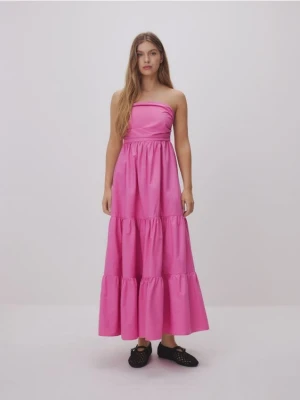 Reserved - Sukienka maxi z falbanami - pastelowy róż