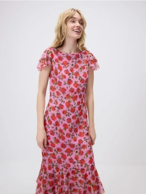 Reserved - Sukienka maxi z falbanami - wielobarwny