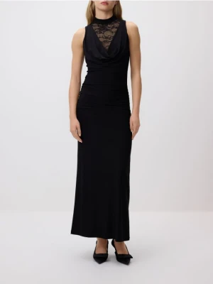Reserved - Sukienka maxi z koronką - czarny