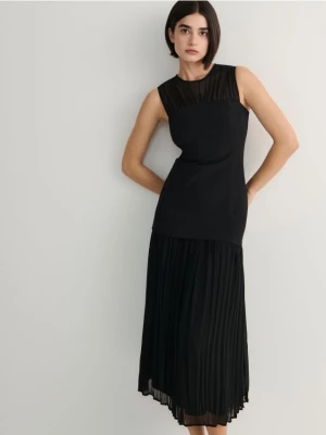 Reserved - Sukienka maxi z łączonych materiałów - czarny