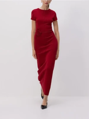 Reserved - Sukienka maxi z ozdobnym paskiem - czerwony