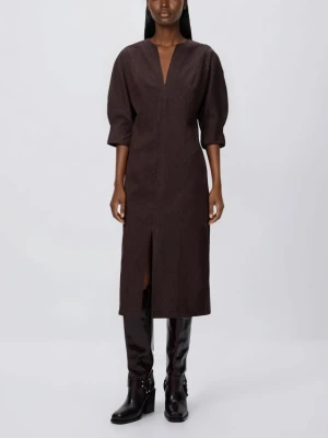Reserved - Sukienka z rozcięciem - brązowy