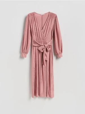 Reserved - Sukienka maxi z wiązaniem - pastelowy róż