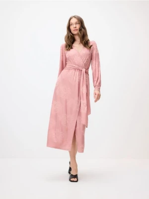 Reserved - Sukienka maxi z wiązaniem - pastelowy róż