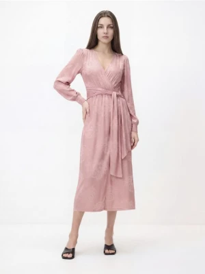 Reserved - Sukienka maxi z wiązaniem - pastelowy róż