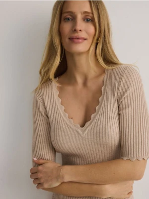 Reserved - Sukienka maxi z wiskozy - beżowy