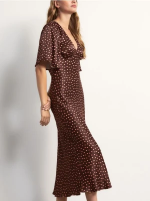 Reserved - Sukienka maxi z wiskozy - brązowy