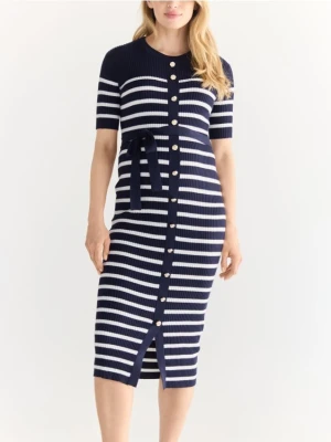 Reserved - Sukienka maxi z wiskozy - granatowy