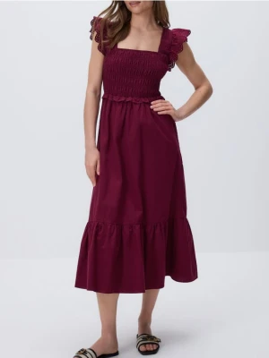 Reserved - Sukienka midi - bordowy