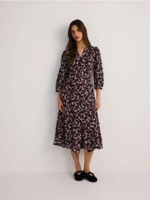 Reserved - Sukienka midi - burgundowy