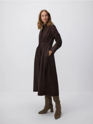 Reserved - Sukienka midi - ciemnobrązowy