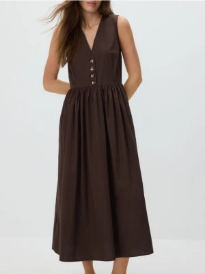 Reserved - Sukienka midi - ciemnobrązowy