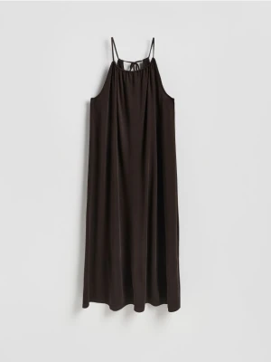 Reserved - Sukienka midi - ciemnobrązowy