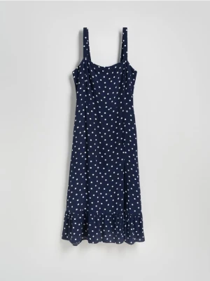 Reserved - Sukienka midi na ramiączkach - granatowy