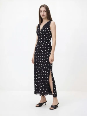 Reserved - Sukienka midi w grochy - czarny