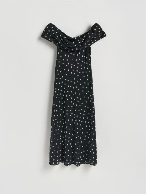 Reserved - Sukienka midi w groszki - ciemnobrązowy