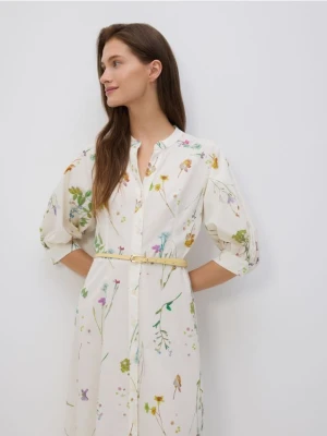 Reserved - Sukienka midi w kwiatowy wzór - wielobarwny