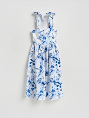 Reserved - Sukienka midi w kwiaty - jasnoniebieski