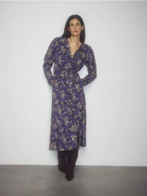 Reserved - Sukienka midi w kwiaty - wielobarwny