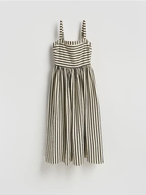 Reserved - Sukienka midi w paski - wielobarwny