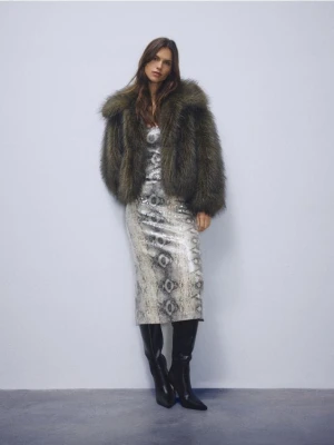 Reserved - Sukienka midi w zwierzęcy wzór - wielobarwny