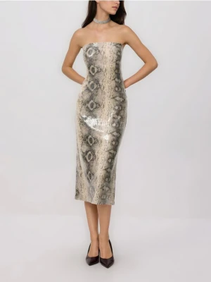 Reserved - Sukienka midi w zwierzęcy wzór - wielobarwny