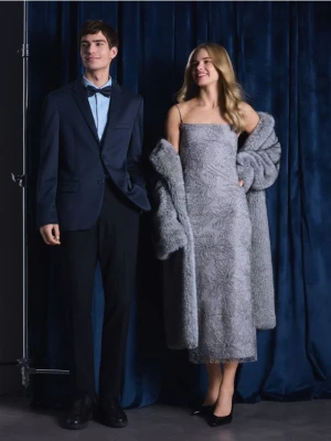 Reserved - Sukienka midi z aplikacjami - jasnoszary