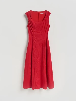 Reserved - Sukienka midi z bawełną - czerwony