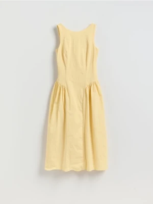 Reserved - Sukienka midi z bawełną - jasnożółty