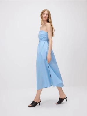 Reserved - Sukienka midi z lnem - jasnoniebieski