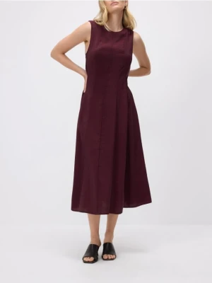 Reserved - Sukienka midi z modalem - bordowy
