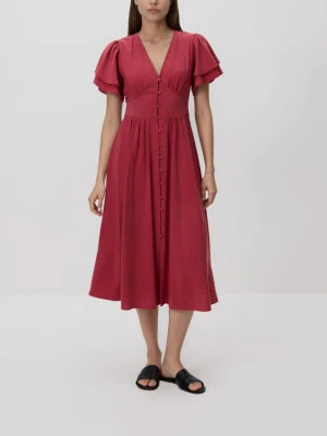Reserved - Sukienka midi z modalem - czerwony
