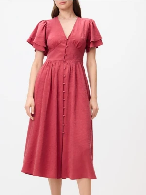 Reserved - Sukienka midi z modalem - czerwony